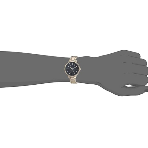 Women\'s Crystal Accented Bracelet Watch Black /Gold
